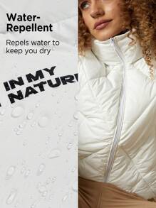 In My Nature Áo khoác vest đệm mỏng cổ khóa kéo màu trơn mùa đông cho nữ - trắng - Xem 3