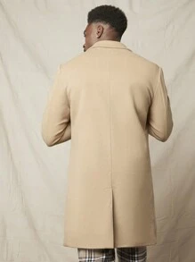 Manfinity VCAY Men 1pc Lapel Collar Button Front Overcoat, For Fall Winter