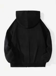 SHEIN Coolane Áo nỉ dáng rộng, có khóa kéo, đính đá lấp lánh, vai rớt. - màu đen - Xem 2