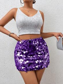 VaVaBold Sequin Mini Bodycon Skirt For Holiday Party Clothes