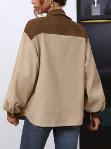 Chiquease Two Tone Drop Shoulder Flap Detail Drop Shoulder Flap Detail Coat - Apricot - View 2