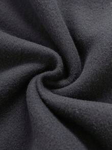 SHEIN EZwear 標語和花卉圖案加絨內裏運動衫 - 深灰色 - 查看 4