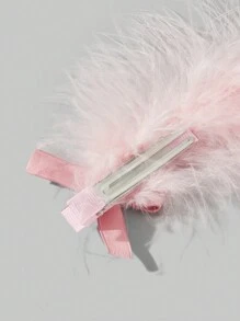 ROMWE Kawaii 1入組女性水鑽裝飾毛茸茸髮夾 - 粉色 - 查看 3