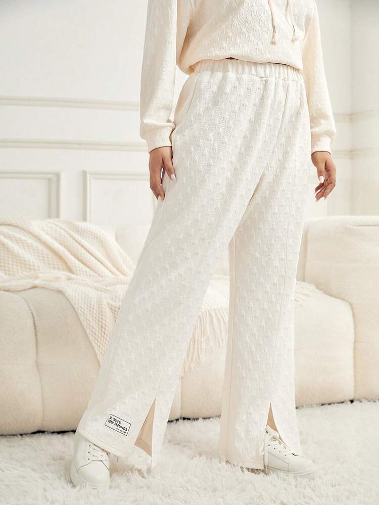 Plus Letter Patched Detail Split Hem Sweatpants