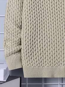 SHEIN Tween Boy Solid Drop Shoulder Sweater - Mint Green - View 4