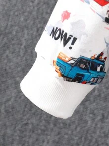 SHEIN 男小童汽車和字母圖案連帽衫和運動褲 - 彩色 - 查看 7