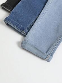 SHEIN 3入組寶寶男童實色牛仔褲，具有斜口袋 - 彩色 - 查看 5