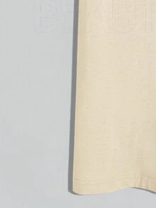 Manfinity Homme 男士字母圖案T恤 - 卡其色 - 查看 5