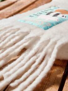 We Bare Bears X SHEIN White Warm Scarf - Beige - View 7