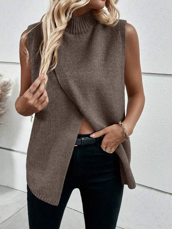 EMERY ROSE Modny, swobodny, uniwersalny sweter na jesień/zimę/wiosnę, dwustronny, krzyżowy sweter damski