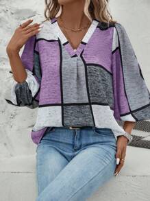 EMERY ROSE 撞色燈籠袖襯衫 - 紫羅蘭色 - 查看 6