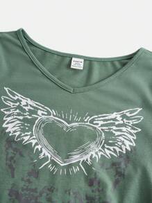 Teen Girl Wings Print Tee - Cadet Blue - View 3