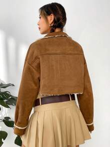 SHEIN EZwear Cazadora crop con diseño de solapa