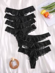 7 条装花卉蕾丝扇贝边内裤，性感内衣
