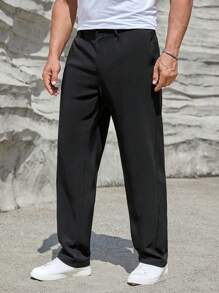 Manfinity Homme Men Plus Solid Slant Pocket Suit Pants - Black - View 5