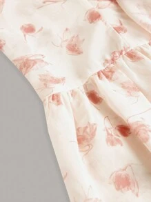 SHEIN MOD Floral Print Ruffle Trim Flounce Sleeve Blouse