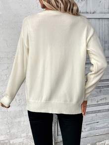 SHEIN Essnce Floral Pattern Drop Shoulder Cardigan - Beige - View 2