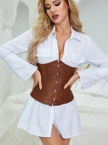 Women's Plain Shapewear Set For Halloween - Brown - View 3