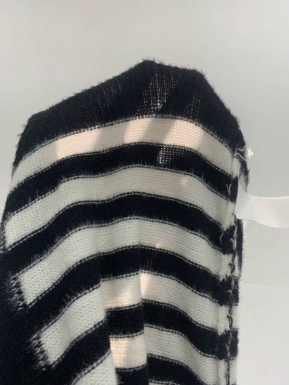 Striped Pattern Crop Knit Pullover Fall Winter Sweater