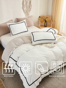 Effen wit beddengoedset Pompon dekbedovertrekset Boho boerderij beddengoedset 3-delig Mini pompon decor Beige en witte dekbedovertrek Zacht microvezel dekbedovertrek voor jongens en meisjes 1 dekbedovertrek 2 kussenslopen Geen dekbed Schoolbeddengoed
