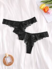 7 条装花卉蕾丝扇贝边内裤，性感内衣