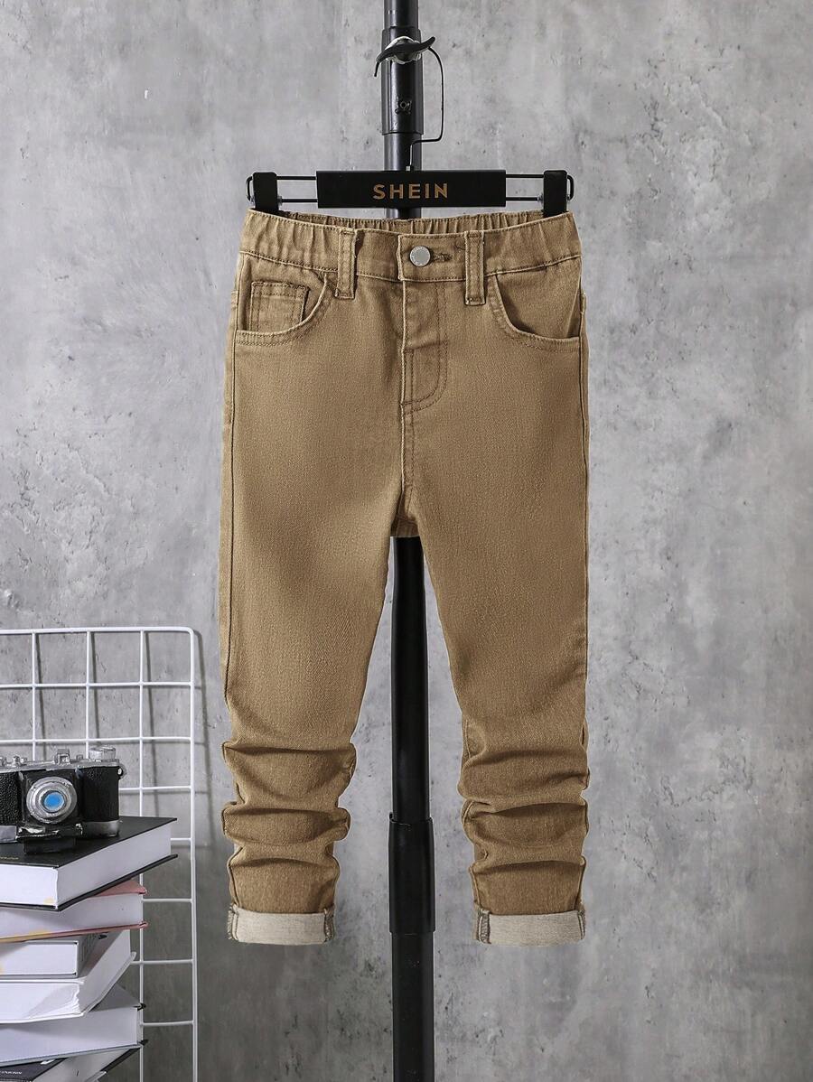 SHEIN Young Boy Casual Distressed Angled Pocket Denim Jeans Boys Casual Pantsboys Brown Pantskhaki Pants For Kidskhaki Pants For Boyskids Clothes Boys Pants