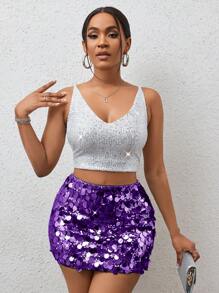 VaVaBold Sequin Mini Bodycon Skirt For Holiday Party Clothes