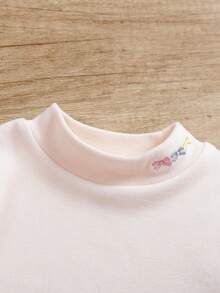 SHEIN 女小童2入組小高領刺繡蝴蝶結圖案T恤 - 彩色 - 查看 6