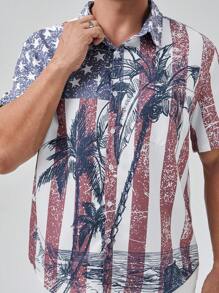 Manfinity RSRT Men Plus Striped & Tropical Print Shirt - Multicolor - View 6