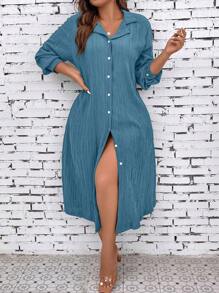 SHEIN LUNE 大碼西裝領襯衫洋裝