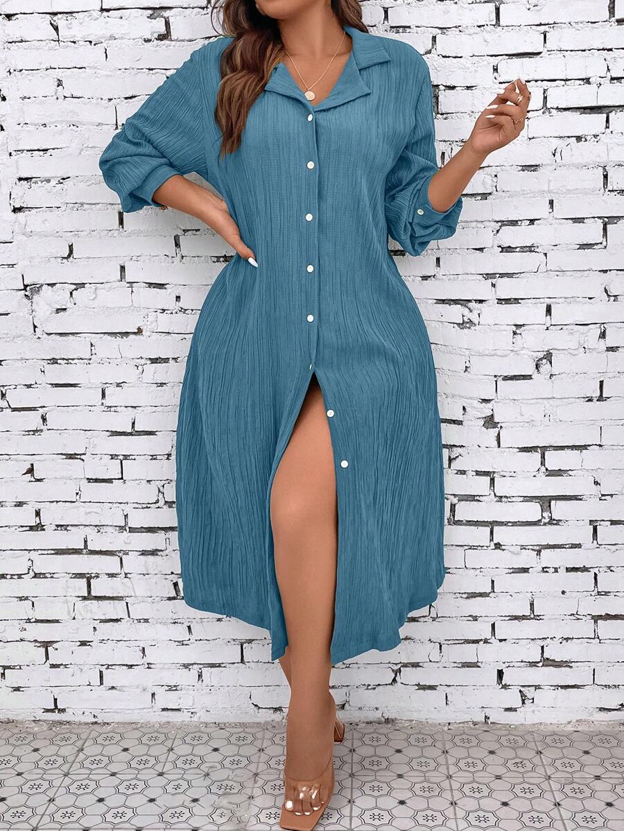 SHEIN LUNE 大碼西裝領襯衫洋裝