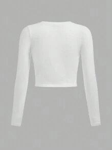 Tween Girl Slogan Graphic Crop Tee & Flap Pocket Pants