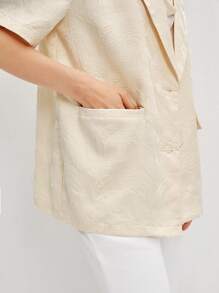 BizChic Lapel Collar Flap Detail Blazer - Apricot - View 8