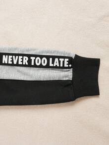 SHEIN 青少年针织撞色缎带卫衣和修身运动裤套装 - 淺灰色 - 查看 4