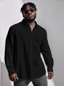 Manfinity VCAY Men Plus Solid Button Front Shirt | SHEIN USA