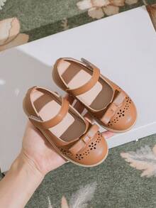 Girls' Autumn & Winter Retro Pu Leather Shoes, British Style, All-match Flat Shoes For Children - Brown - View 4