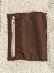 SHEIN EZwear 拉鍊插肩袖泰迪大衣