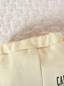 Baby Girl Letter Graphic Cami Top & Sweatpants & Hoodie - Apricot - View 7