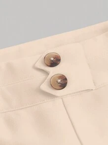 SHEIN MOD Solid Wide Leg Pants - Apricot - View 3