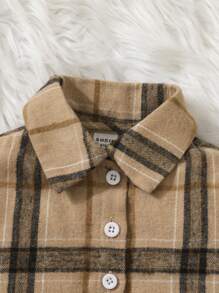 SHEIN Đứa bé gái In kẻ sọc Áo sơ mi & Váy Dây - Nhiều màu - Xem 4