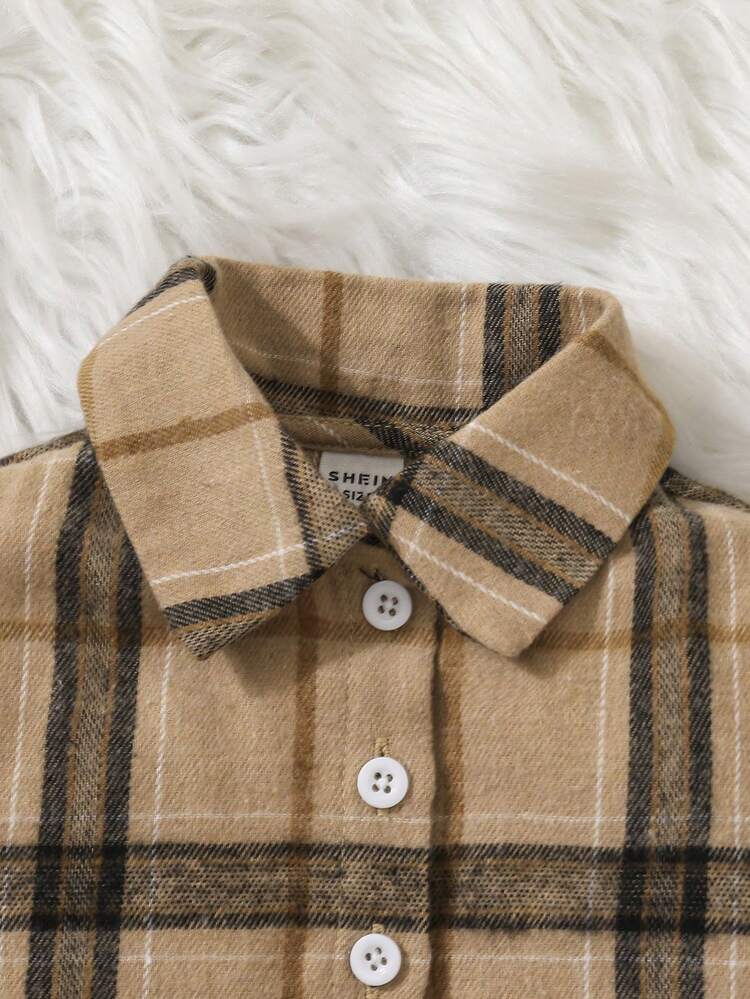Baby Girl Plaid Print Shirt & Cami Dress