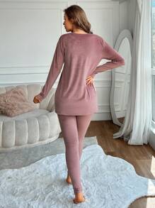 EURMUSE Bordado de Letra Flanela Conjunto De Salão