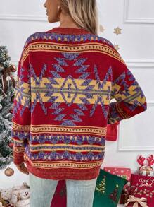 SHEIN LUNE Jersey con patrón geométrico de hombros caídos