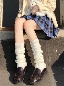 ROMWE Kawaii 1雙女性素色腿部保暖套 - 白色 - 查看 1