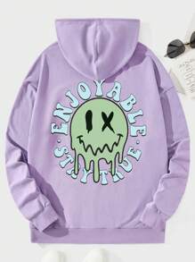 Manfinity RebelGame 男士卡通字母圖形下肩束口過大帽t - 淡紫色 - 查看 1