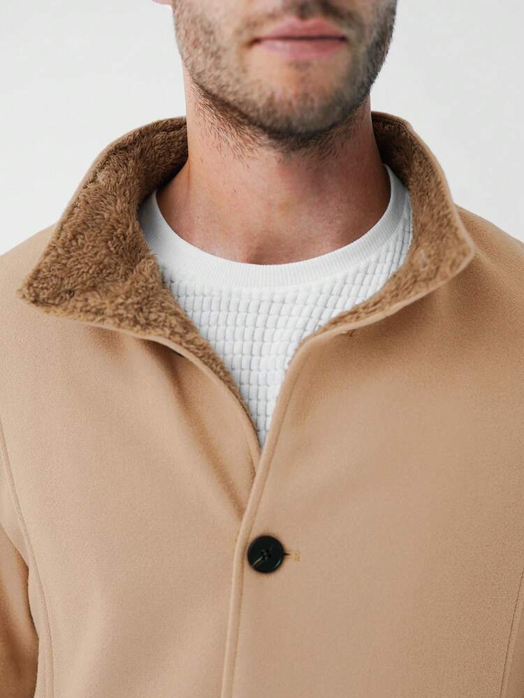 Men Button Front Overcoat