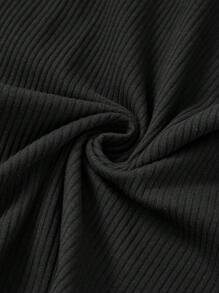 SHEIN MOD Vestido con cordón delantero de manga amplia bajo asimétrico - Negro - Ver 3