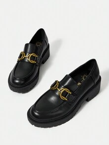 SheIn MOD 女性時尚和舒服的簡約風格鞋適用於室內和戶外穿戴 - 黑色 - 查看 2