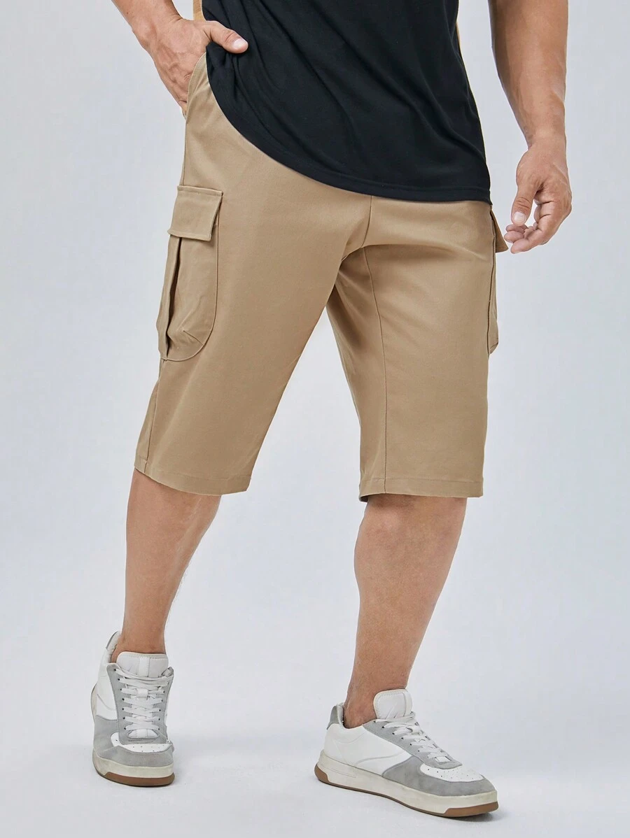 GENTILAND Men Plus Flap Pocket Side Cargo Pants - Khaki - View 1