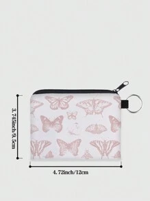 ROMWE Fairycore Butterfly Printed Coin Purse & Keychain, Flower Pattern 261610 - Multicolor - View 5